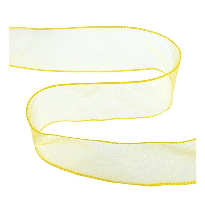 Yellow Wire Edge Organza Ribbon 63mm x 3m image number 1