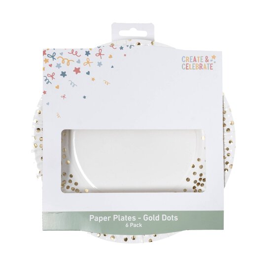 Create & Celebrate Gold Dotted Paper Plates 6 Pack  image number 4