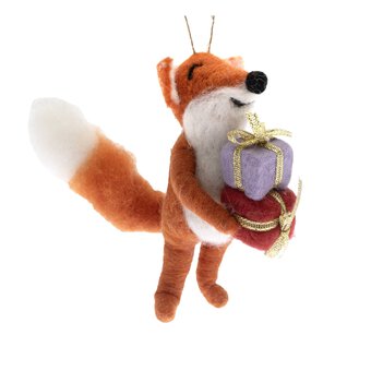 Hanging Felted Fox Decoration 12cm
