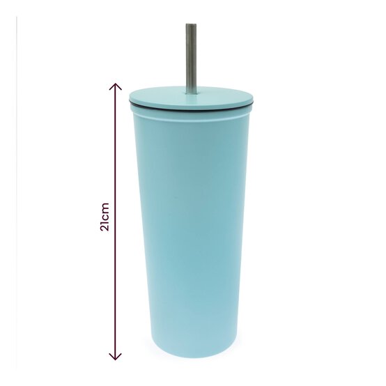 Blue Metal Cup with Straw image number 5