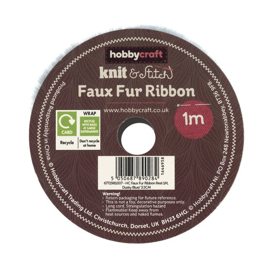 Dusky Blue Faux Fur Ribbon 3.5cm x 1m image number 5