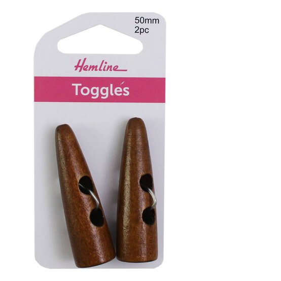 Hemline Dark Brown Sharktooth Toggles 50mm 2 Pack image number 2