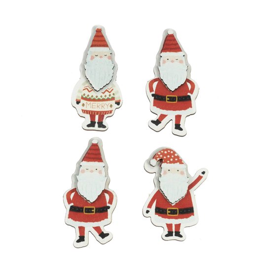 Santa Wooden Toppers 4 Pack image number 1