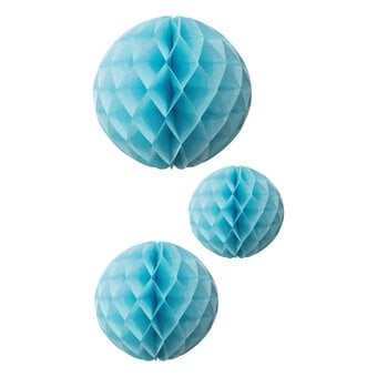 Blue Honeycomb Ball Decorations 3 Pack