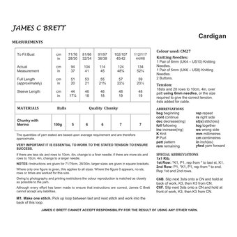 James C Brett Chunky Cardigan Pattern JB751