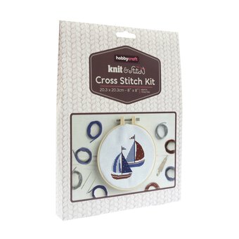 Sailing Boat Cross Stitch Kit 20cm
