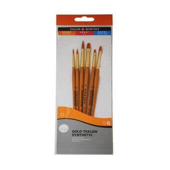 Daler-Rowney Gold Taklon Medium Synthetic Brushes 6 Pack