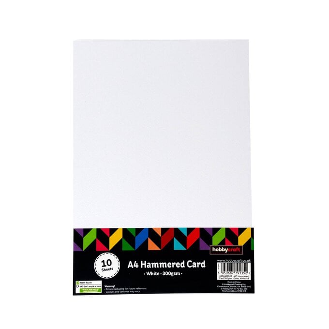 White Premium Hammered Card A4 10 Pack image number 1