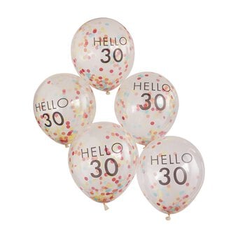 Ginger Ray Hello 30 Milestone Confetti Balloons 5 Pack