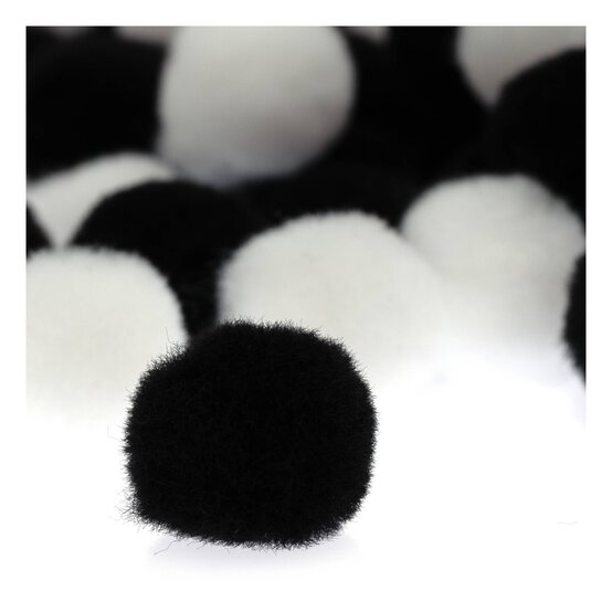 Black and White Pom Poms 2cm 100 Pack image number 3