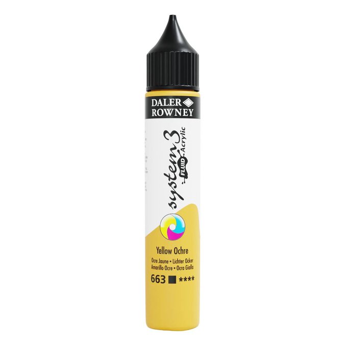Daler-Rowney System3 Yellow Ochre Fluid Acrylic 29.5ml (663) image number 1