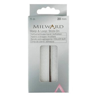 Milward White Stick-On Hook and Loop Tape 20mm x 1m