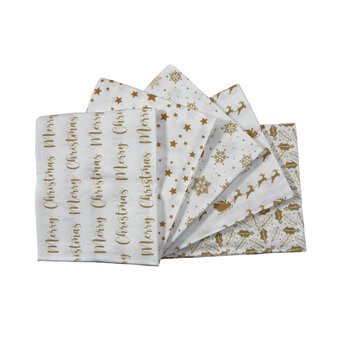 White and Gold Christmas Fat Quarters 5 Pack