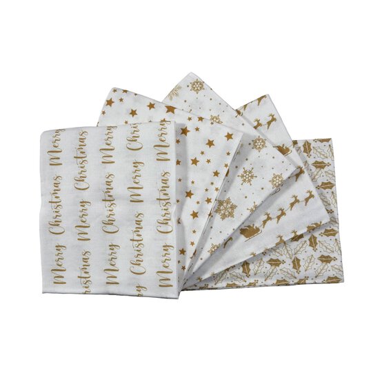 White and Gold Christmas Fat Quarters 5 Pack image number 1