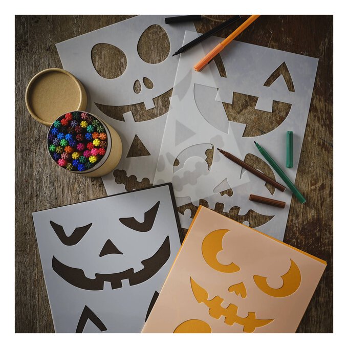 Pumpkin Face Stencils 4 Pack Hobbycraft