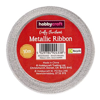 Silver Metallic Ribbon 20mm x 10m image number 4