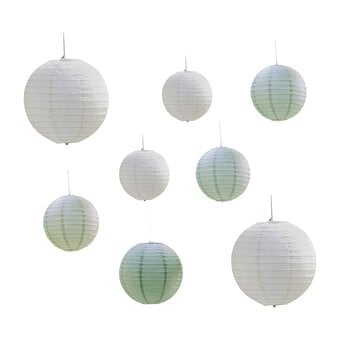Ginger Ray Sage and White Paper Lanterns 8 Pack
