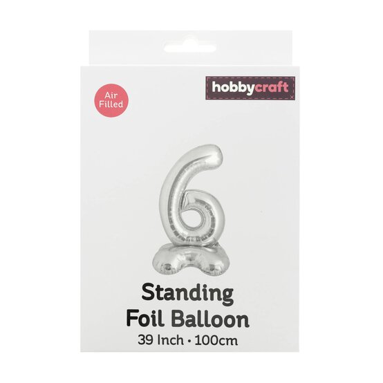 Standing Silver Number 6 Balloon 1m image number 4