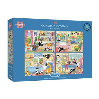 Gibsons Catastrophe Cottage Jigsaw Puzzle 500 Pieces 4 Pack