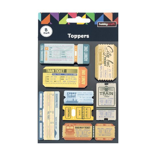 Retro Ticket Card Toppers 8 Pack image number 4