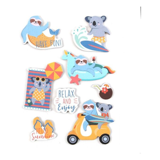 Relaxing Koala and Sloth Chipboard Stickers 8 Pack image number 1