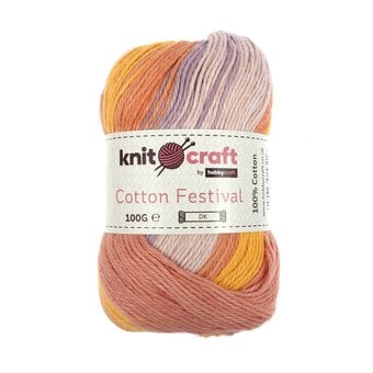 Knitcraft Red Yellow Lilac Cotton Festival DK 100g