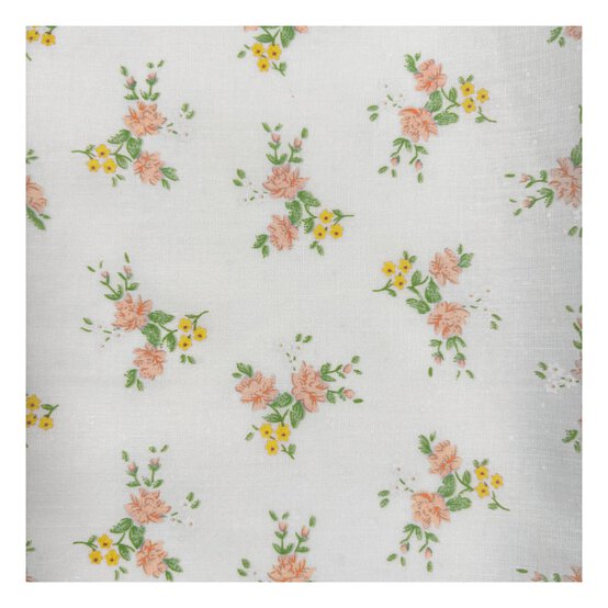 Peach and Yellow Floral Delight Polycotton Fabric by the Metre image number 2