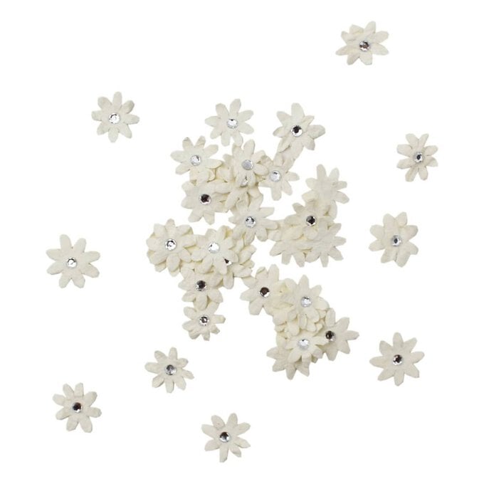Cream Micro Jewelled Florette Paper Flowers 60 Pack
