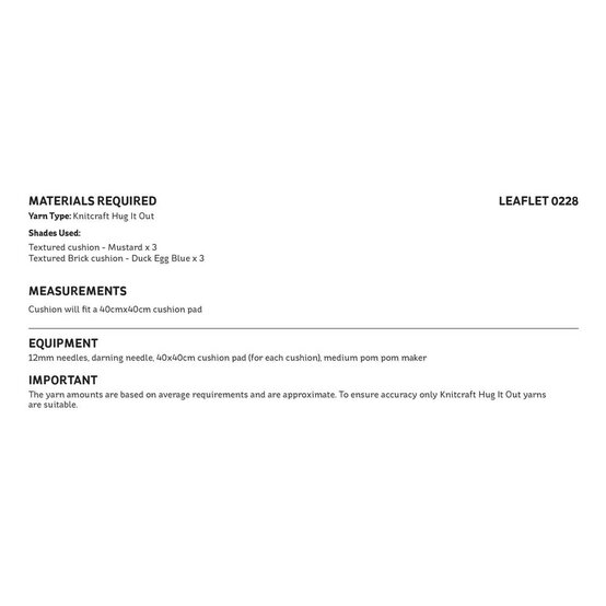 Knitcraft Textured Cushion Set Digital Pattern 0228 image number 2