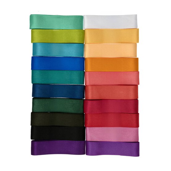 Bright Satin Faced Ribbons 25mm x 1m 20 Pack image number 1
