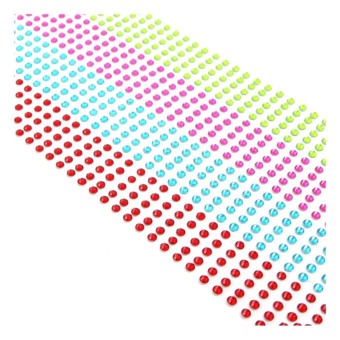 Mixed Neon Adhesive Gems 3mm 1080 Pack image number 1