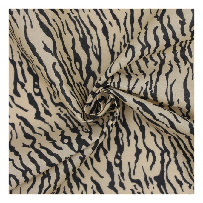 Tiger Print Polycotton Fabric by the Metre image number 1