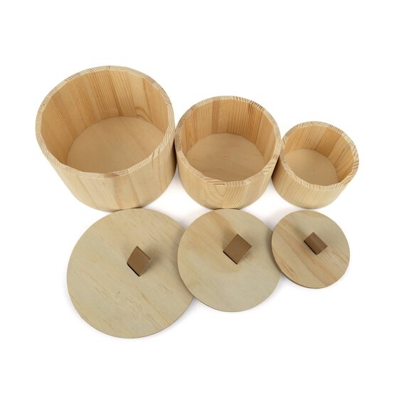 Wooden Circular Nesting Boxes Set 3 Pieces