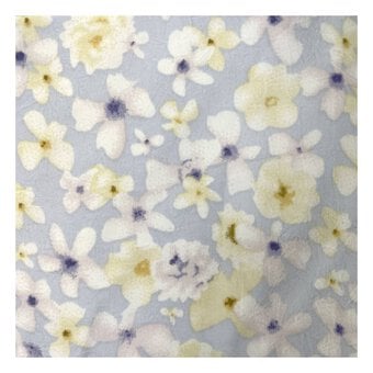 Blue Watercolour Floral Crinkle Print Fabric by the Metre
