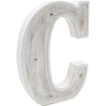 White Washed Wooden LED Letter C 21cm image number 3
