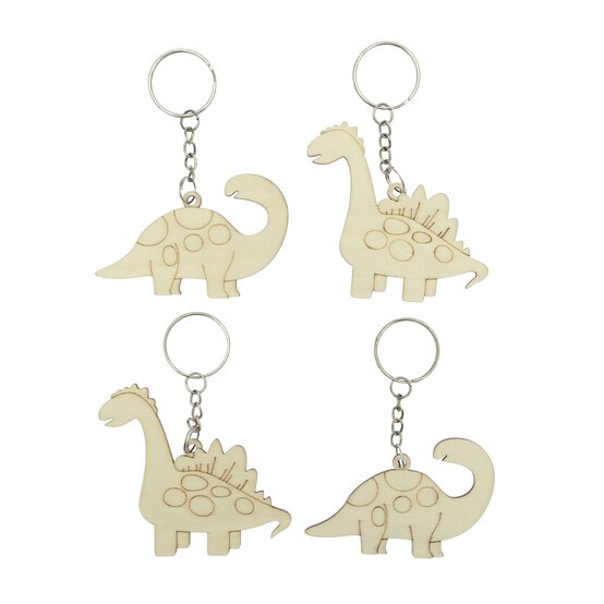 Dinosaur Wooden Keyrings 4 Pack  image number 1