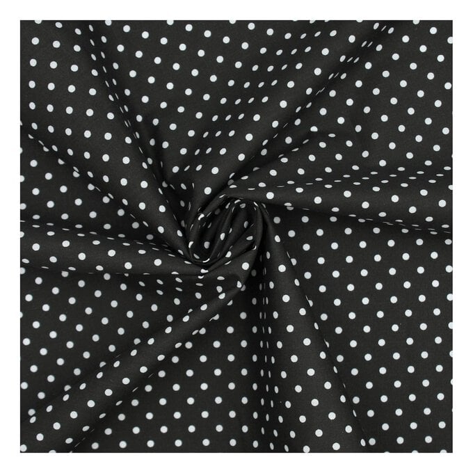 White and Black Spot Polycotton Fabric by the Metre image number 1