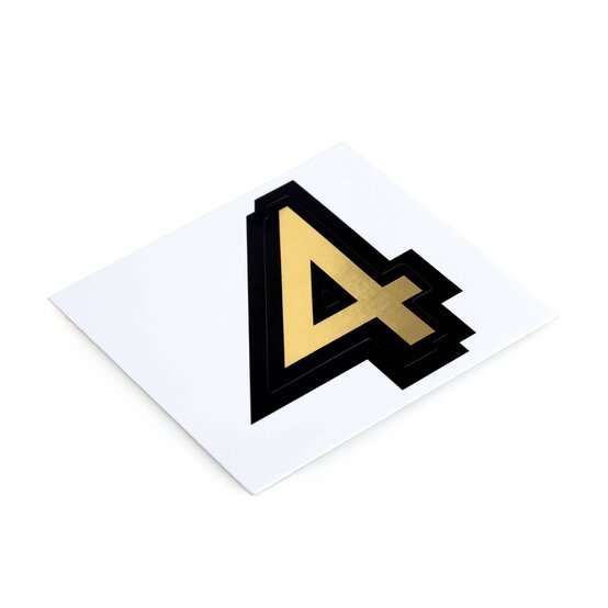 Black and Gold Vinyl Number 4 Sticker 5cm image number 2