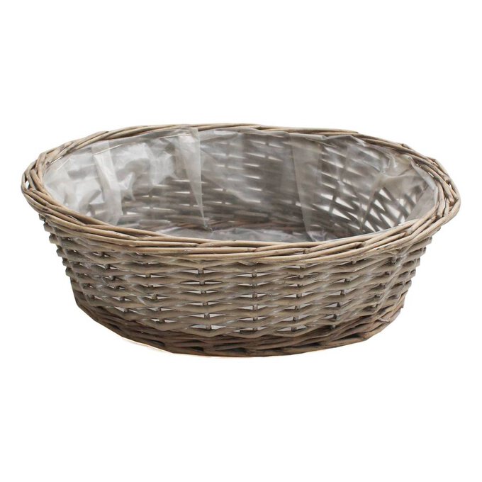 Washed Brown Wicker Basket 33cm image number 1