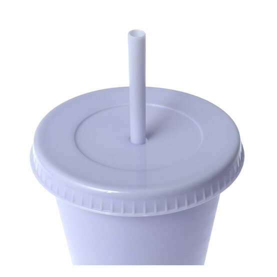 Purple Plastic Cup with Straw image number 4