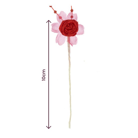 Red Pearl Rose Wired Floral Picks 6 Pieces  image number 4