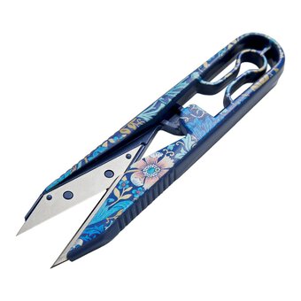 Blue Woodblock Floral Thread Snips  