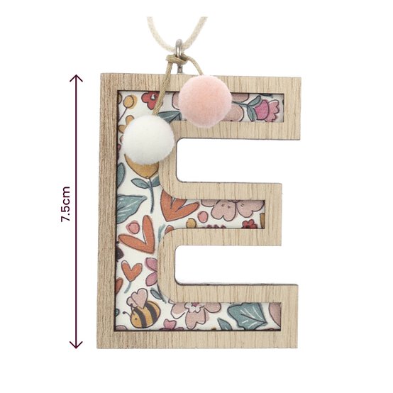 Hanging Wooden Letter E 7.5cm image number 3