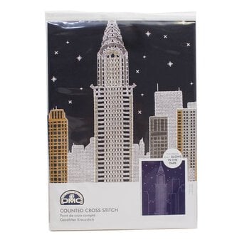 New York By Night Glow in the Dark Cross Stitch Kit 8 x 10 Inches