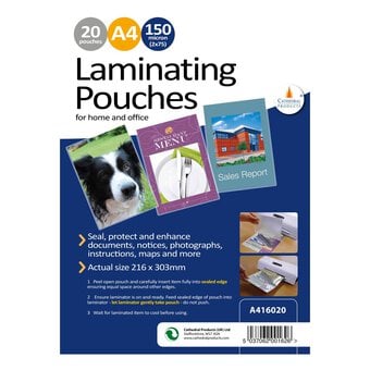 Cathedral Laminating Pouches A4 150 Micron 20 Pack