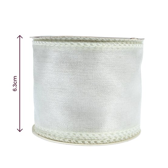 Silver Wire Edge Organza Ribbon 63mm x 3m image number 3