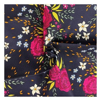 Midnight Meadows Flower Patch Cotton Fabric by the Metre
