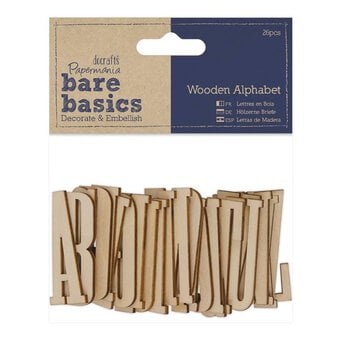 Papermania Bare Basics Wooden Letters 26 Pieces