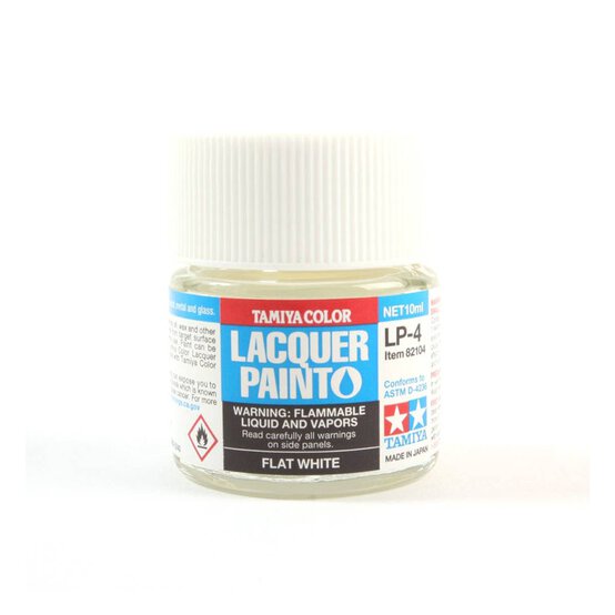 Tamiya Flat White Lacquer Paint 10ml (LP-4)  image number 1