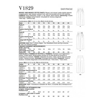 Vogue Women's Trousers  Sewing Pattern V1829 (F5 16-24)